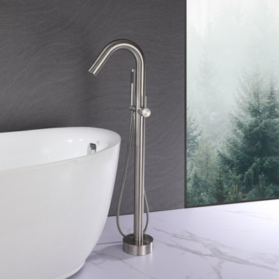 Robinet de baignoire autoportant à fixation au sol en acier inoxydable 316 avec douche à main
