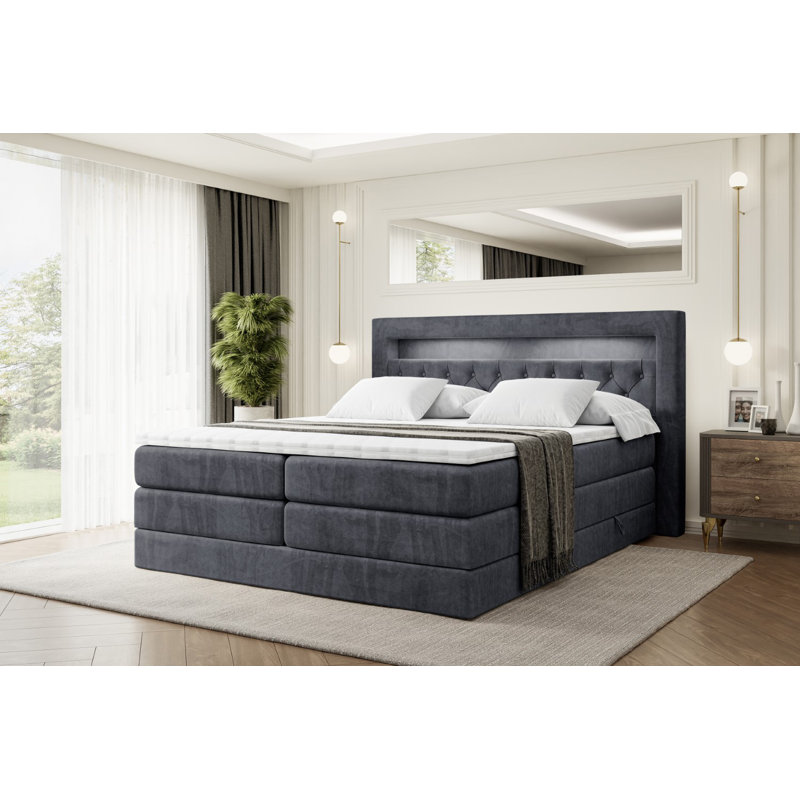 Bed, 160cm W x 200cm L, in Grey