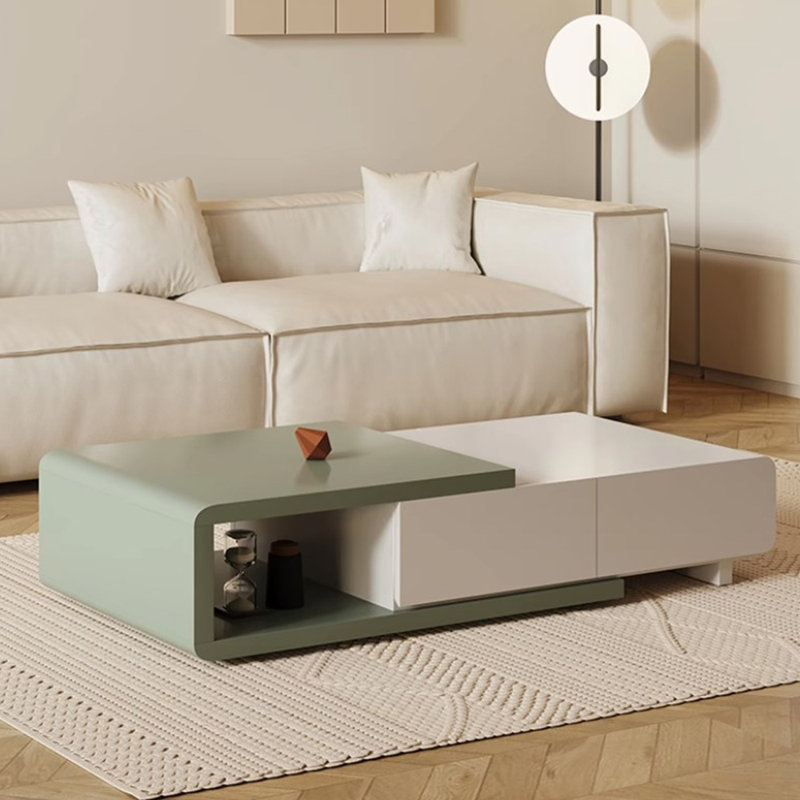 Simple and retractable solid wood coffee table