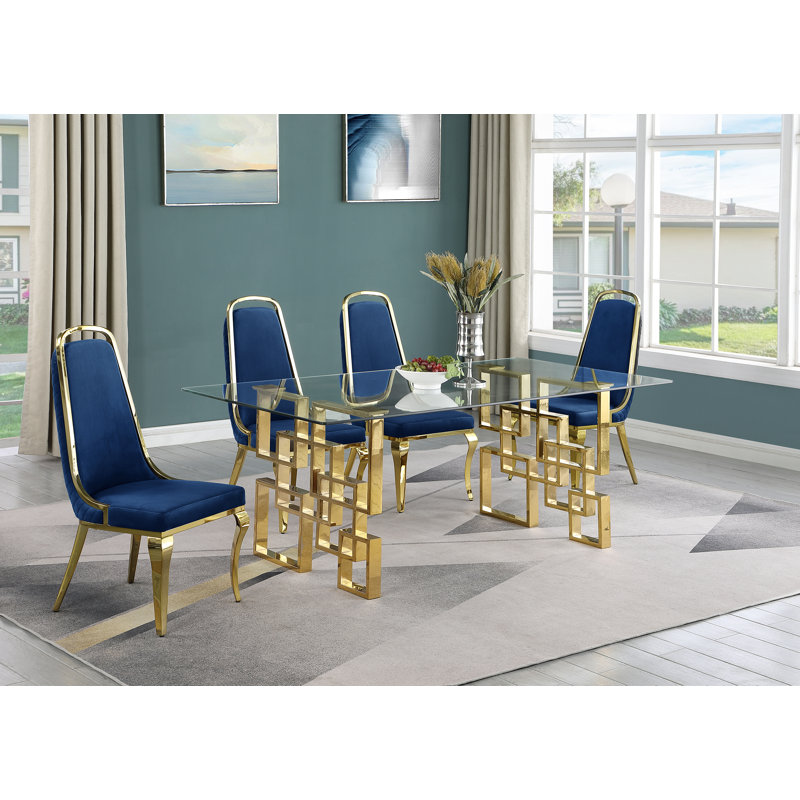 Ensemble de salle à manger Fredek, Bleu marine