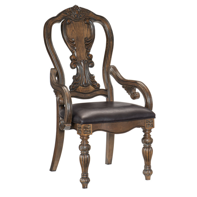 Chaise avec accoudoirs en chêne Pimm Queen Anne