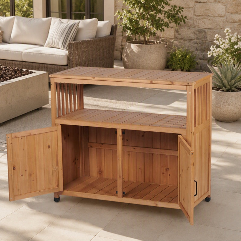 Armoire de rangement extérieure résistante aux intempéries, buffet à lattes, console polyvalente pour terrasse intérieure