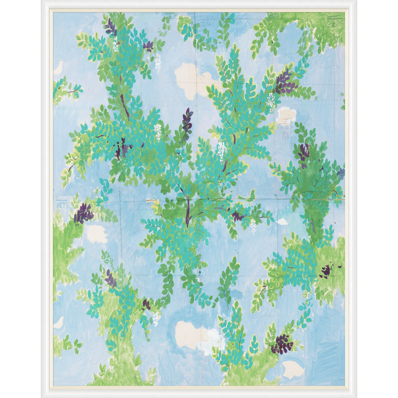 Arbres Et Nuages Print by Paule Marrot, White Framed, 54" H x 43" W x 1.25" D