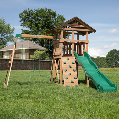 Backyard Discovery Cedar Swing Set with 1 Slide(s)