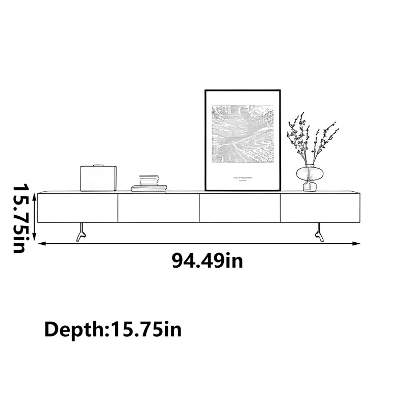Cost effective solid wood TV cabinet, 94.49"