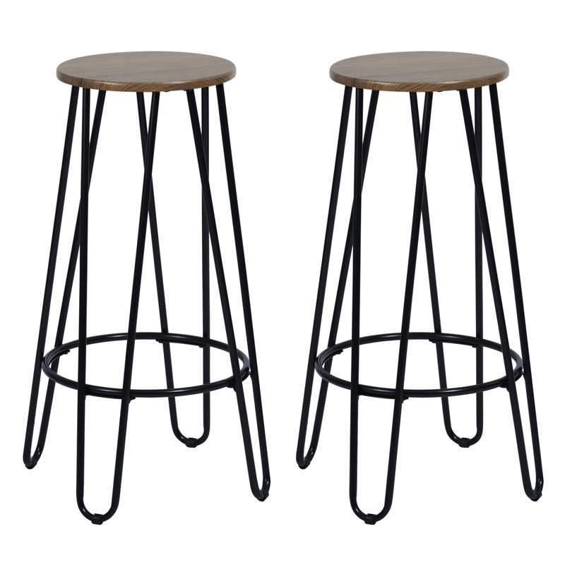 Laisha Counter Stool with Metal Frame, Walnut