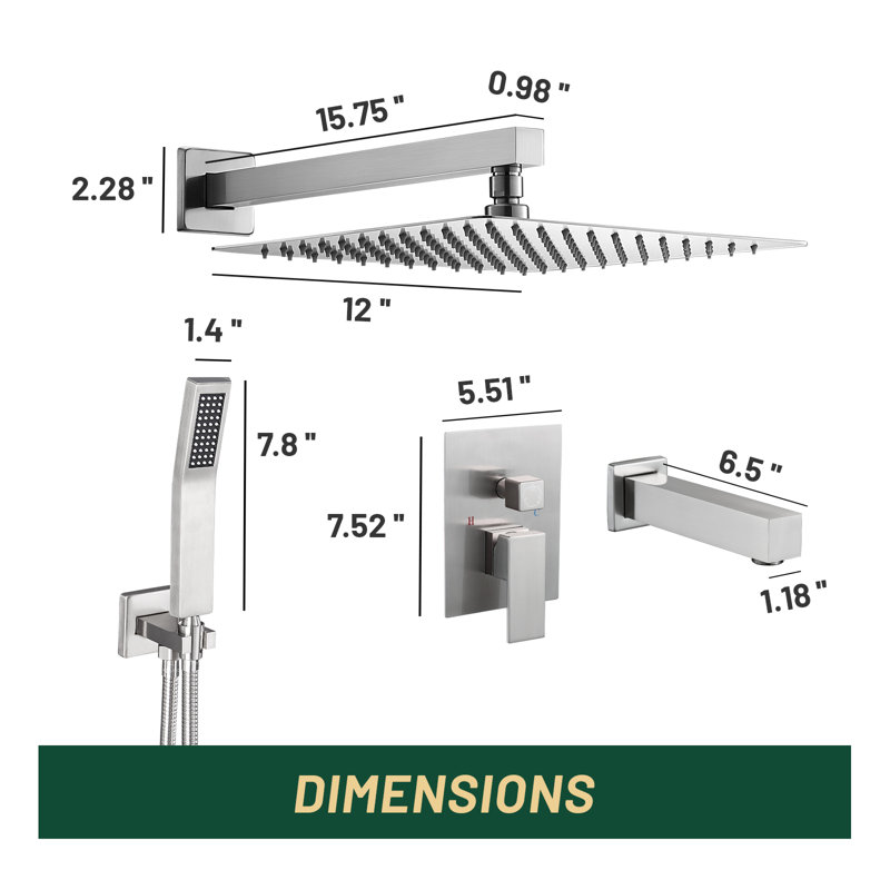 Robinet de douche complet avec valve brute, Nickel