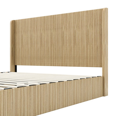 Structure de lit avec une fonction de rangement de levage cannelée et ondulée, avec une fonction de rangement de levage, coffre-fort et beau / sans bruit, une base de lit à lattes en bois