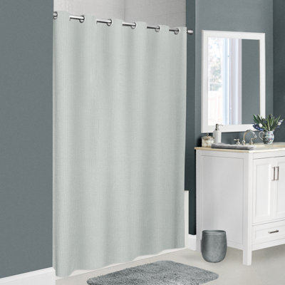 Cameo Hookless Striped Fabric Single Shower Curtain