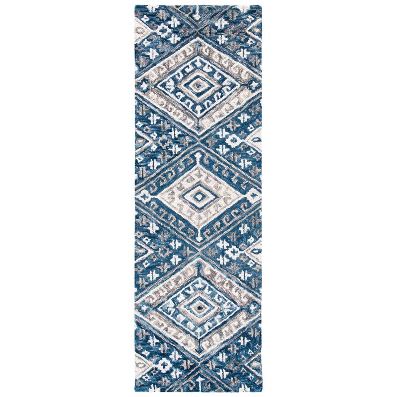 Vahakn Hand Tufted Wool Geometric Rug, Runner 2'3" x 7'