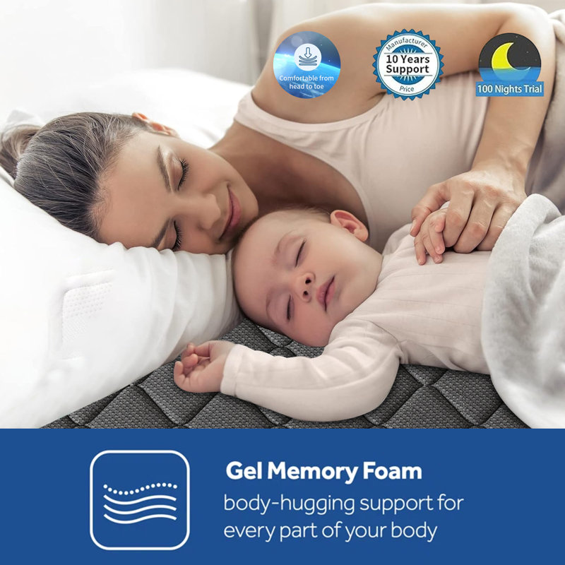 10" Medium Firm Hybrid Mattress, Memory Foam & Pocket Coils, CertiPUR-US, Twin, 10"