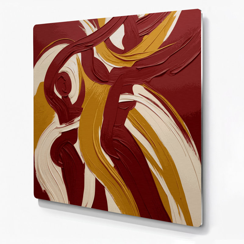 Art mural abstrait en métal brun figuratif 54, H 16 po x l 16 po