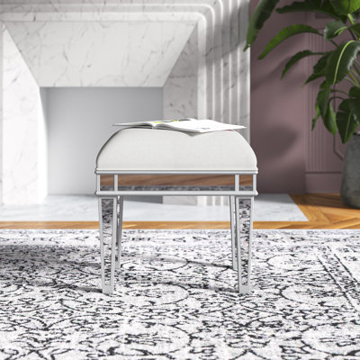Bardwell Mirrored Upholstered Vanity Stool