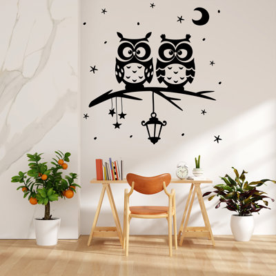 Owl On Tree Wall Decal Owl Wall Art Tattoo Sticker Bird Stickers Owl Vinyl Wall Nature Vinyl Wall Decal Kids Bedroom Nursery Owl Mural 085LU