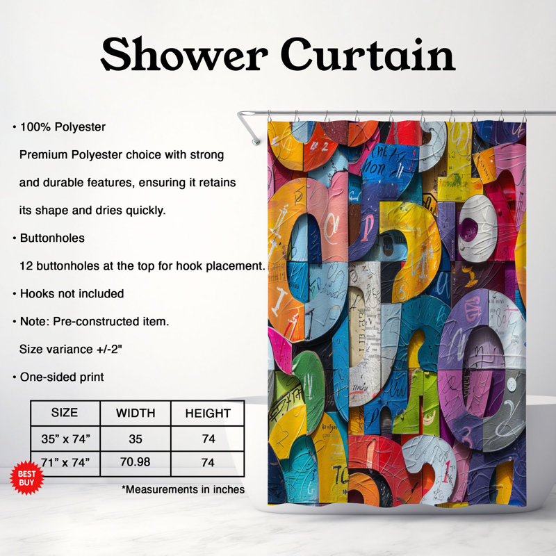 Rideau de douche Fun Merge - Premium, H 74 po x l 71 po