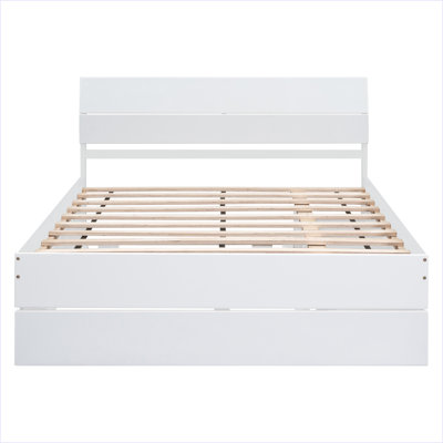 Structure de lit double moderne avec lit gigogne simple et 2 tiroirs