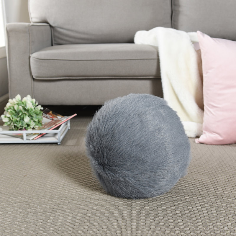 Circle Throw Pillow - With Feather Filling - 12 X 12, Grey