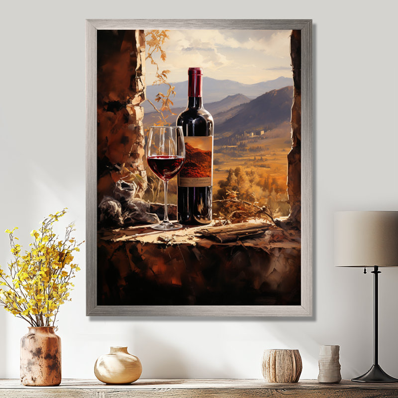 Rioja Reson - Vin, art mural, Cadre simple argenté, H 32 po x l 24 po x P 1 po