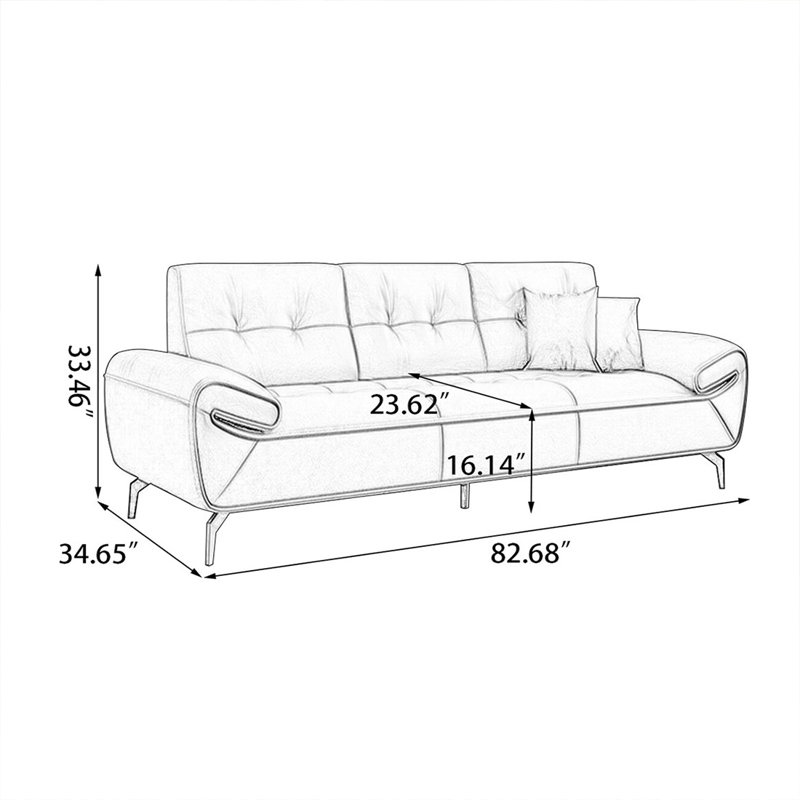 Causeuse coussin orange en cuir véritable