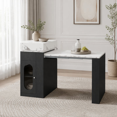 Table de salle à manger extensible avec plateau pliable, table de bar avec tiroirs et prise de courant, îlot de cuisine avec roulettes et crochets