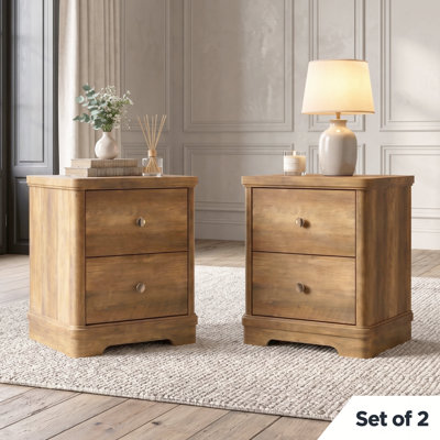 Burkhart 23.5" H Traditional 2-Drawer Nightstand (Set of 2)