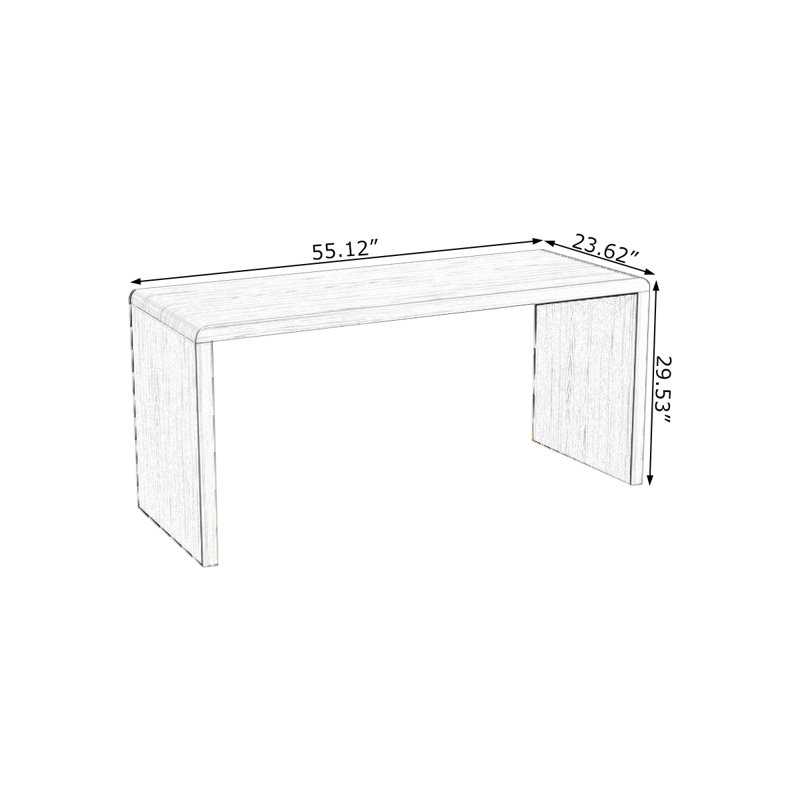 Bureau rectangulaire brun en bois massif, H 29,53 po x l 55,12 po x P 23,62 po