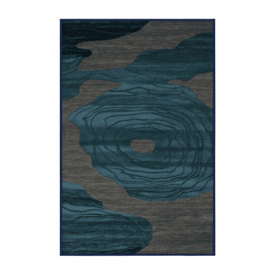 Tapis bleu abstrait lavable à la machine