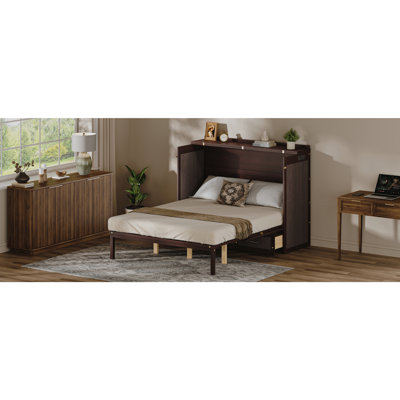 Armoire murale multifonctionnelle avec station de charge USB, lit escamotable vertical simple avec tiroirs, lit escamotable mural peu encombrant avec verrou de sécurité et dispositif anti-basculement, café.