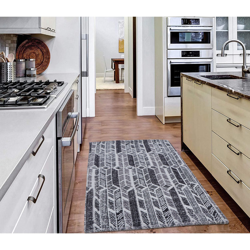 Geometric Polyester Anti-Fatigue Kitchen Mat