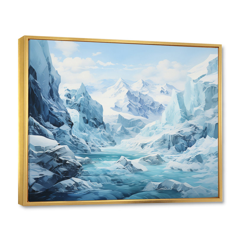 Banessa Antartica Frozen Expedition Abstract, H 24 po x l 32 po x P 1 po, Cadre flottant doré