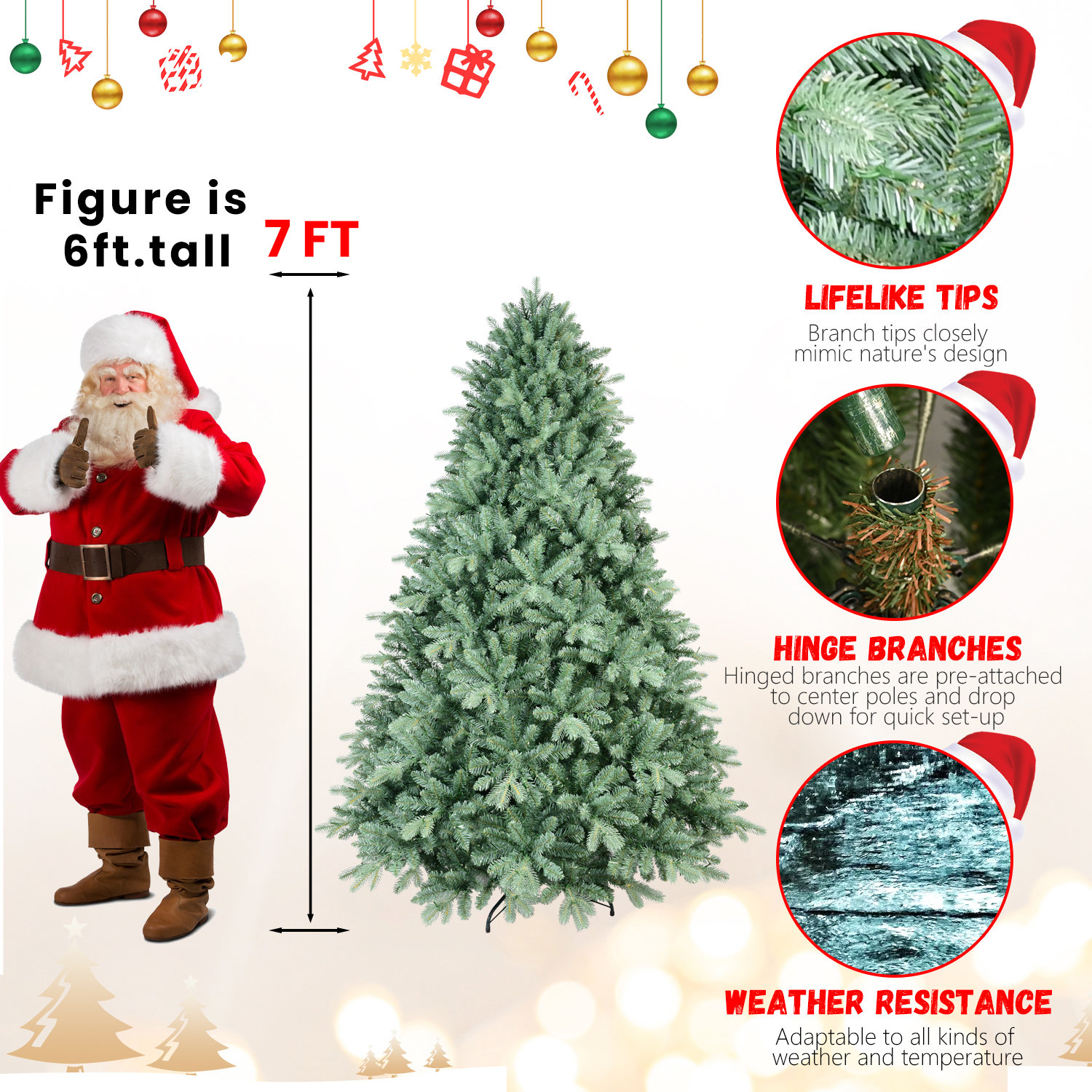 Pre-Lit Christmas Tree, 7' H