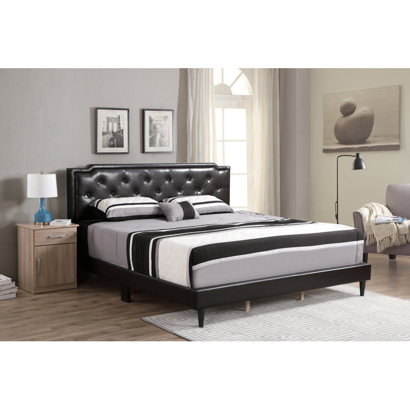 Upholstered Panel Bed, King, Cappuccino