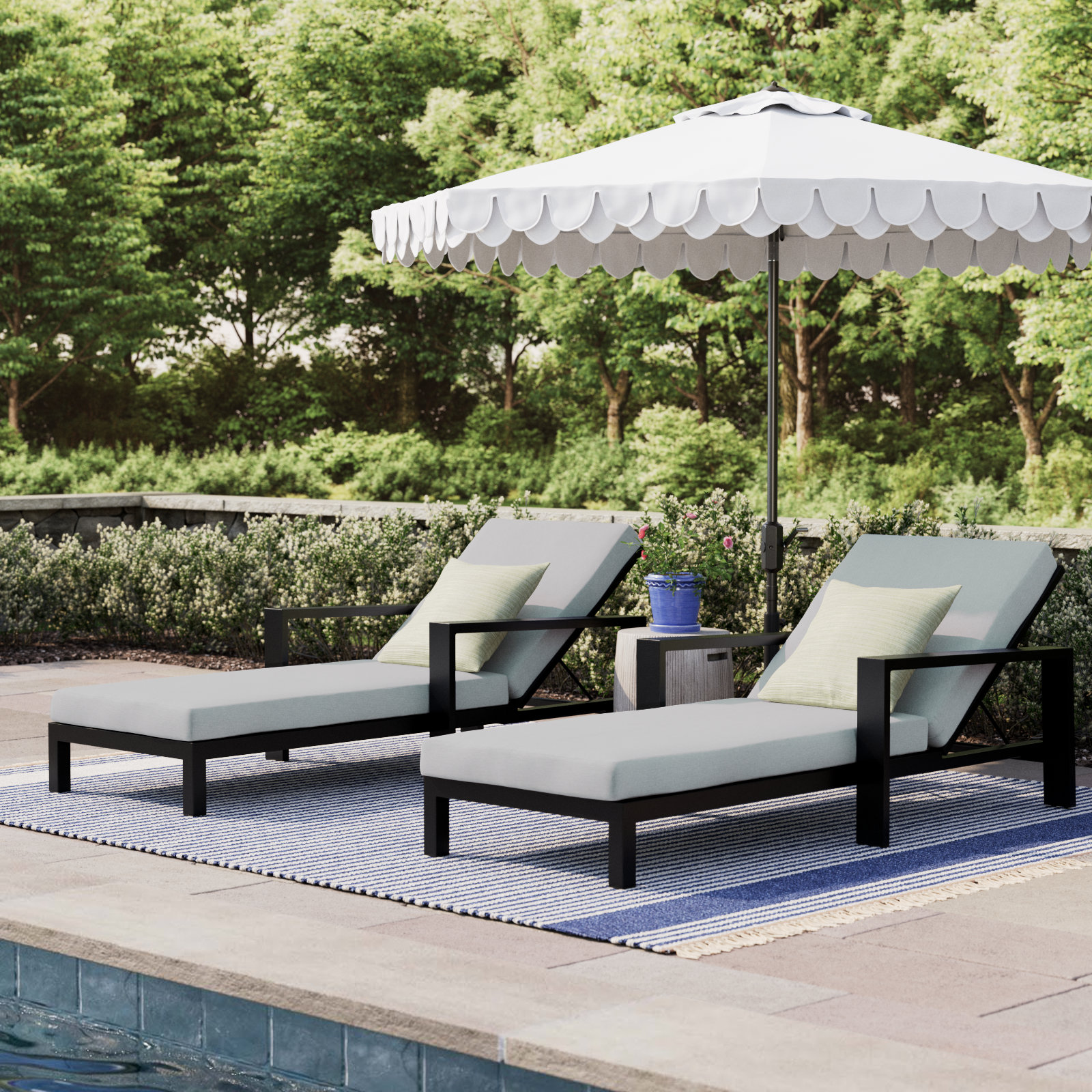 Hoyt 35" Patio Chaise Lounge, Slate Black  , Gray