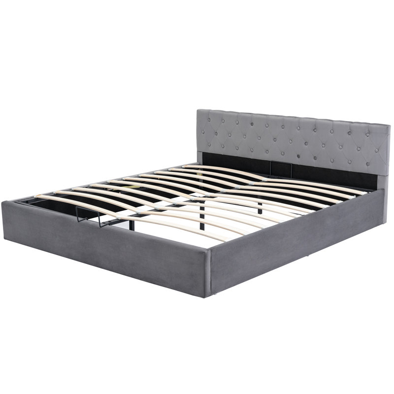 Brigida Upholstered Ottoman Storage Bed, Super King (6'), Grey