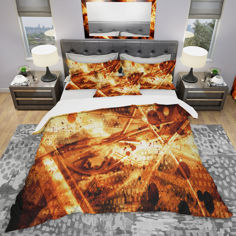 Signs of Life - Ensemble de housse de couette abstrait - Microfibre de polyester