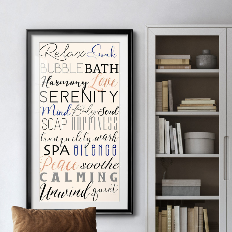 " Bath Expressions ", Black Framed Paper, 14.5" H x 26.5" W x 1.5" D