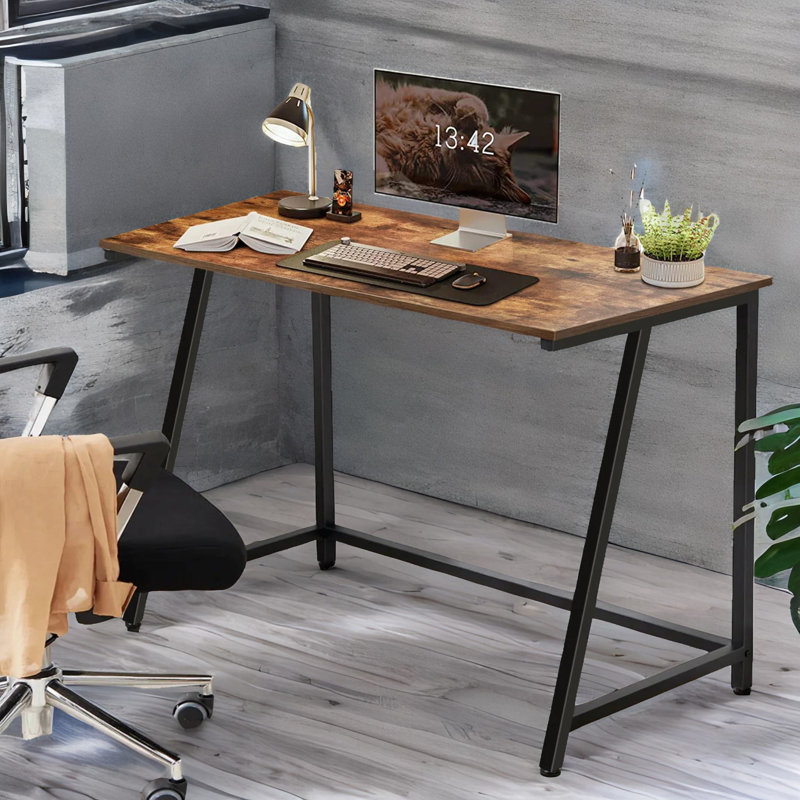 Najam 100Cm W Rectangle Writing Desk Industrial Rustic Brown Home Office Furniture