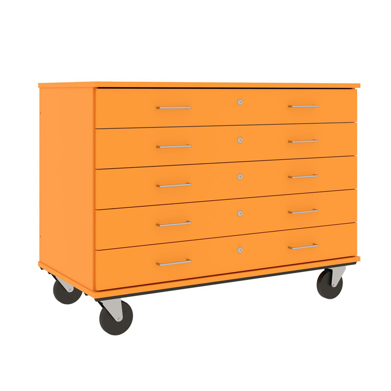 Armoire mobile à 5 compartiments avec roulettes, H 36 po x l 48 po x P 24 po, Palmeraie orange