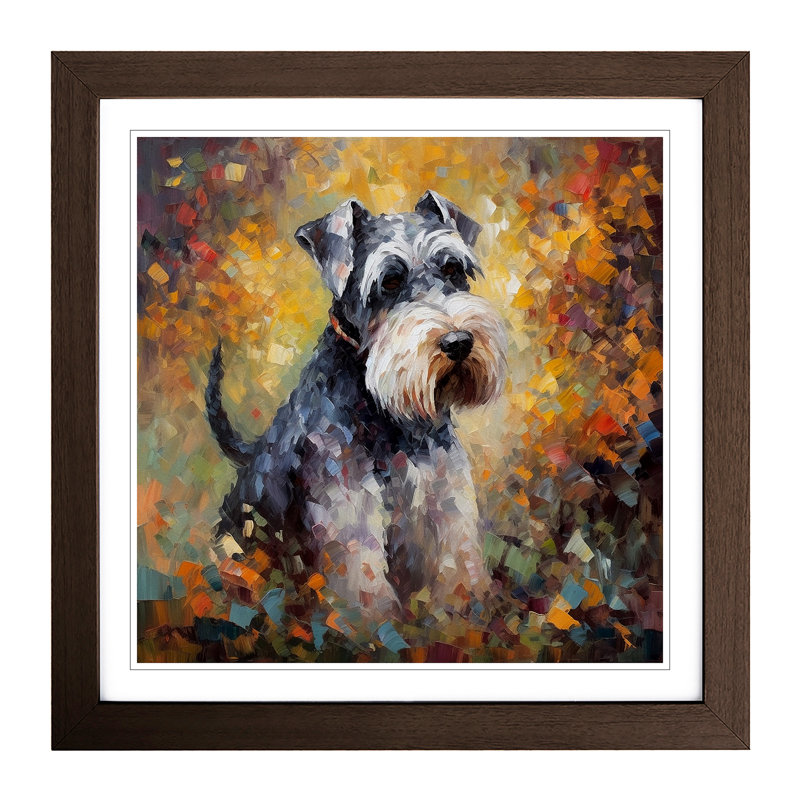 Schnauzer Post-Impressionism No.1 - Single Picture Frame Print on Wood, Walnut