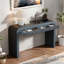 Console rustique avec devant cannelé, 2 tiroirs, coins arrondis et pieds épais-2094620459