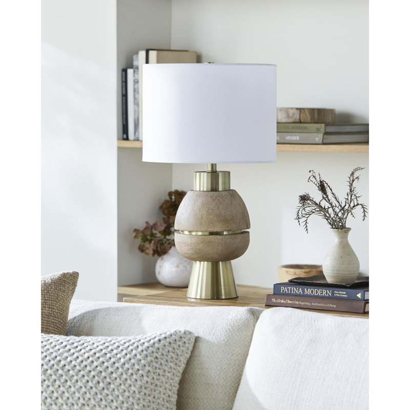 Kelemen Table Lamp, Cream/Gold