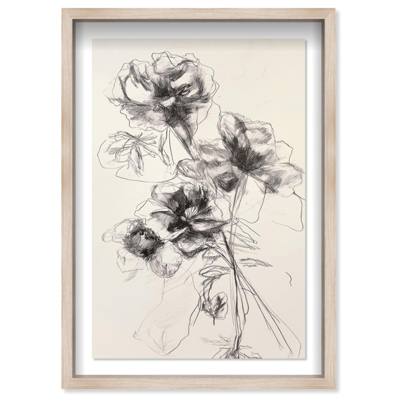 Oliver Gal Pencil Blossom I Floral & Botanical - Luxury Shadowbox Framed Wall Art, 56" H x 38" W, Cream