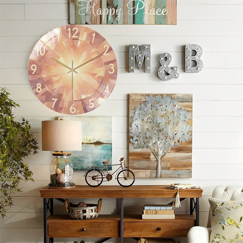 Horloge murale 12 po ronde en verre trempé avec mouvement à quartz silencieux
