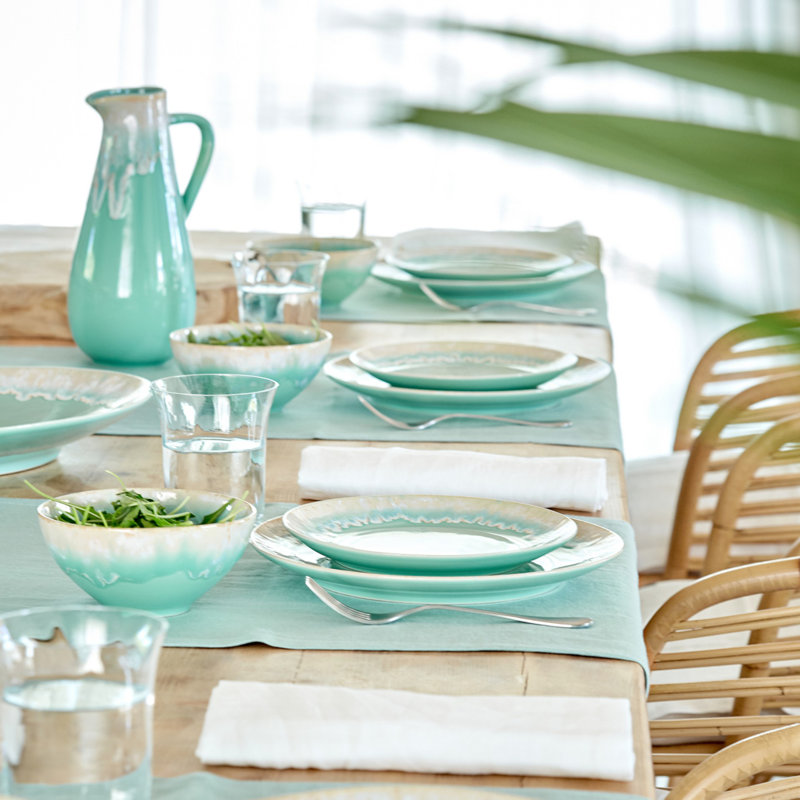 Taormina Stoneware Dinner Plate, Aqua Blue