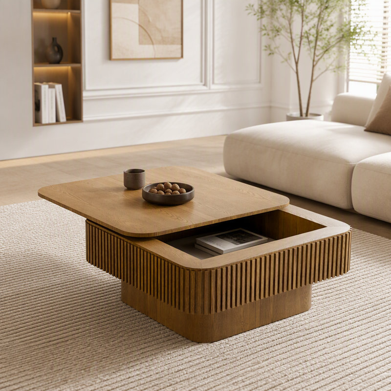 Table basse carrée avec rangement secret, 46.2 lbs, Brown