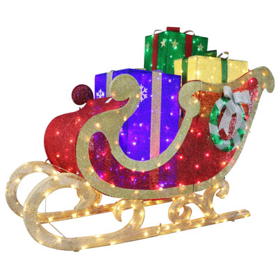 5' Outdoor Christmas Sleigh with Gift Boxes and 400 Multi-Color LED Lights