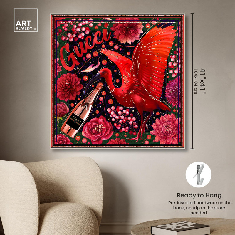 «Fashion Passionate Bird Canvas» par Everly Quinn, Cadre argenté, H 41 po x l 41 po