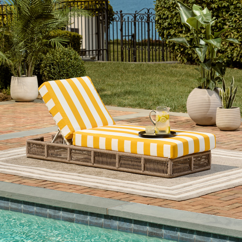 Gillian Steel and Rope Chaise Lounger, Yellow