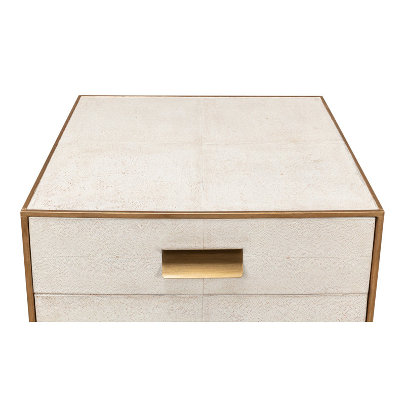 Shagreen 2 - Drawer Solid Wood Nightstand, Osprey White
