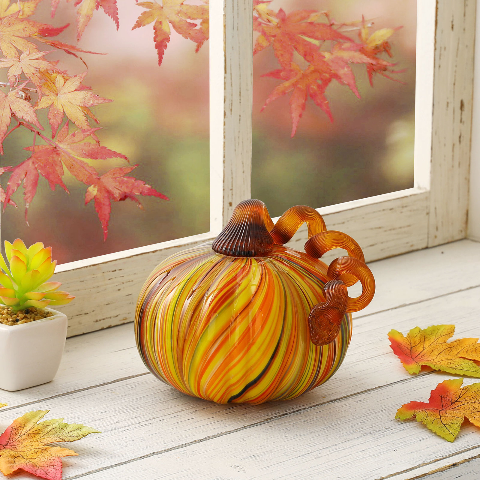 Striped Glass Pumpkin